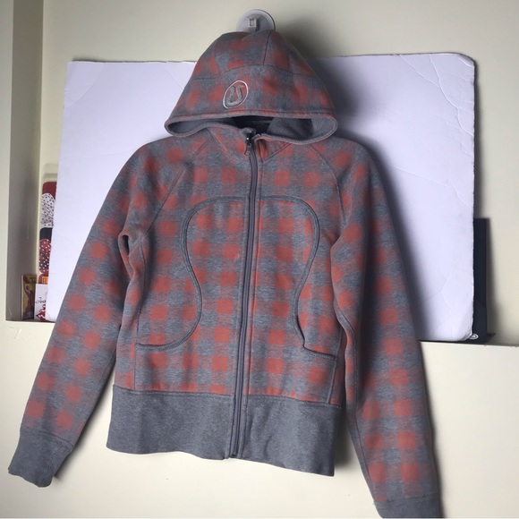 Lululemon RARE Reversible Scuba Remix Hoodie Jacket Cotton Fleece Plaid Pockets - Picture 8 of 15